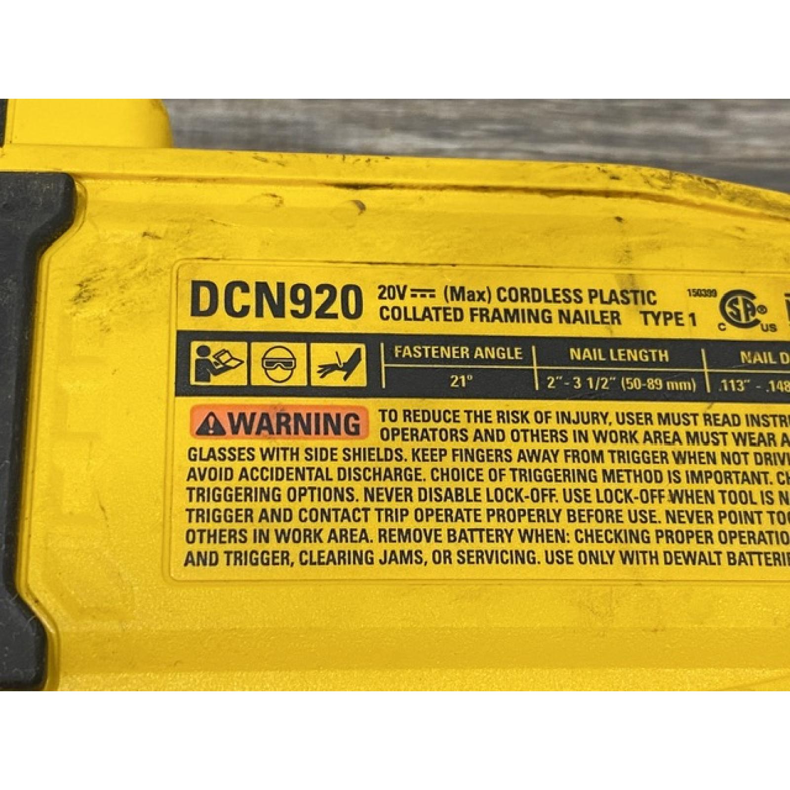 AS-IS DEWALT 20-Volt 21° Cordless Framing Nailer (Tool-Only)