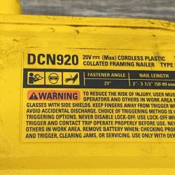 AS-IS DEWALT 20-Volt 21° Cordless Framing Nailer (Tool-Only)
