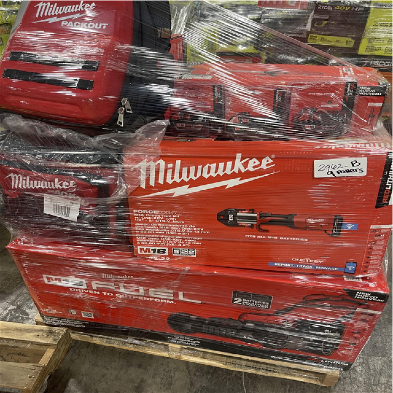 Pittston Location As-Is Power Tools Partial Truckload (9 pallets plus 7 units Milwaukee kits) 2962-B