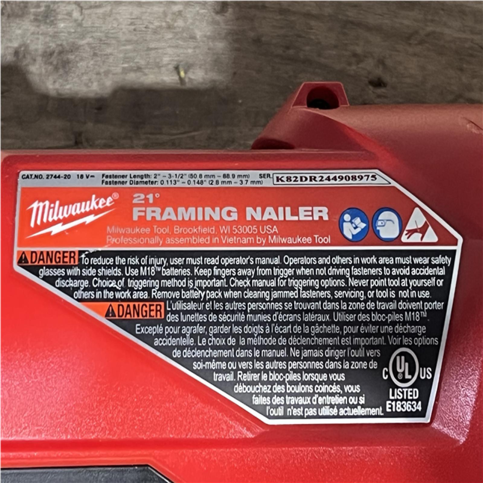 Houston Location AS-IS Milwaukee FUEL 3-1/2 in. 18-Volt 21-Degree Lithium-Ion Brushless Cordless Framing Nailer (Tool-Only)