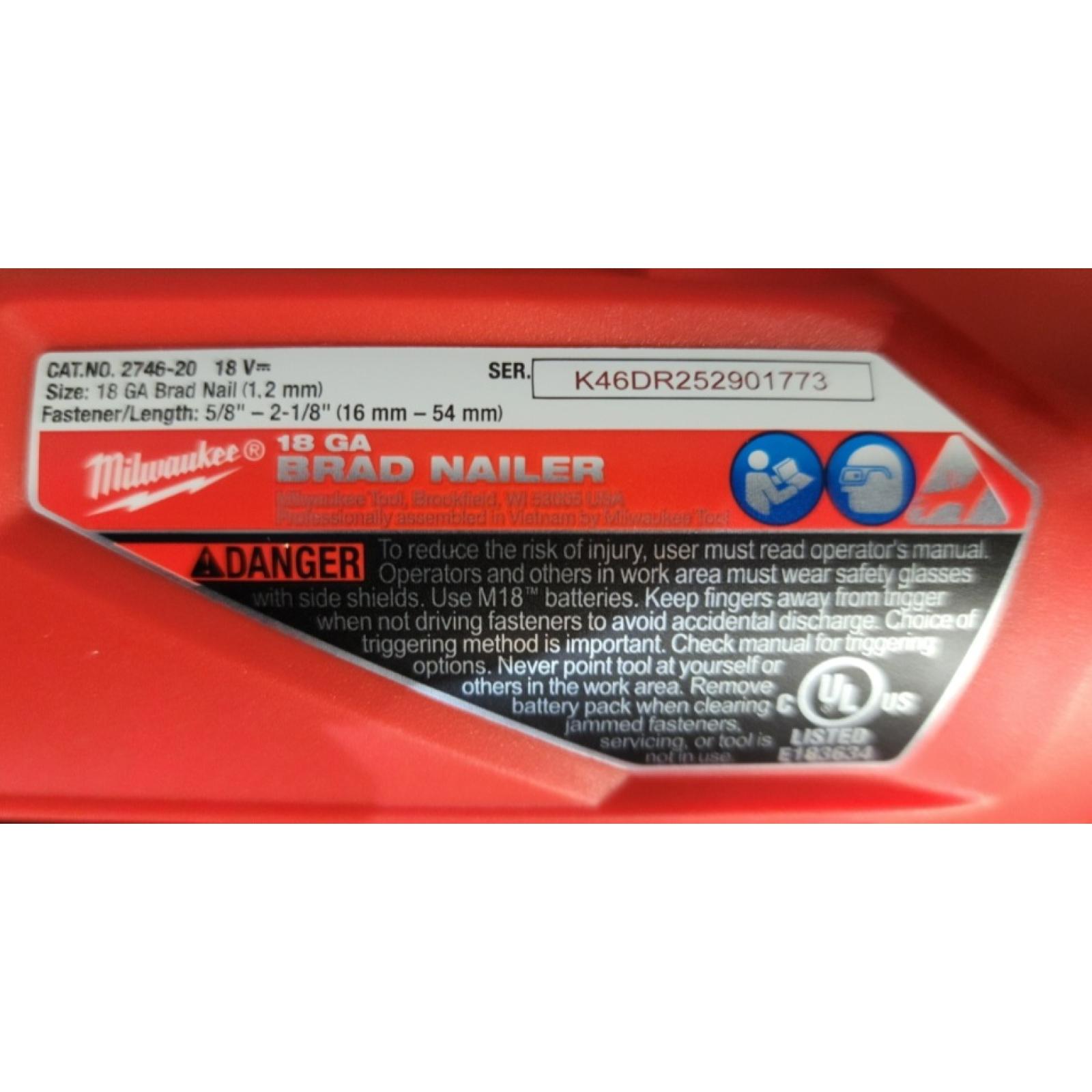 HOUSTON LOCATION - AS-IS Milwaukee M18 Fuel 18V Brushless 18-Gauge Brad Nailer 2746-20 (Bare Tool)