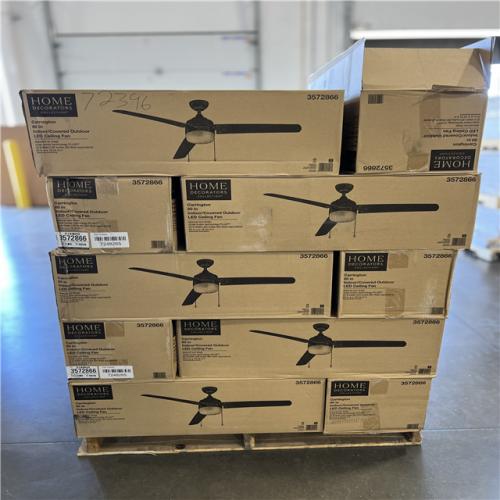 DALLAS LOCATION-  Home Decorators Collection Carrington 60 in. Indoor/Outdoor Ceiling Fan with LED Dome Light Kit  Natural Iron with Black Blades PALLET - (30 UNITS)