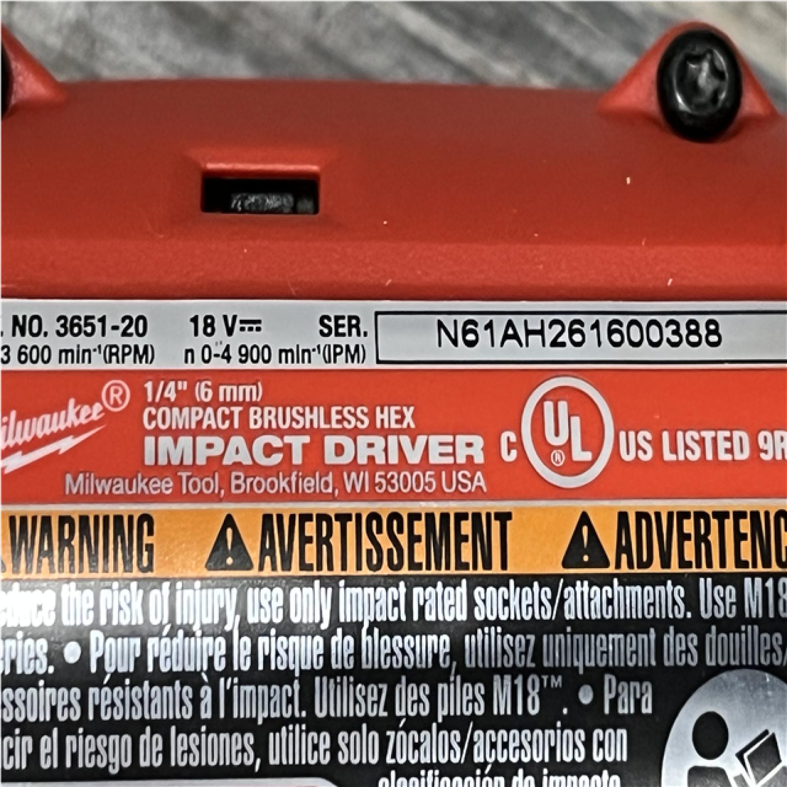 AS-IS Milwaukee 18V Lithium-Ion Compact Brushless Cordless 1/4 in. Impact Driver Kit
