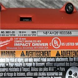 AS-IS Milwaukee 18V Lithium-Ion Compact Brushless Cordless 1/4 in. Impact Driver Kit
