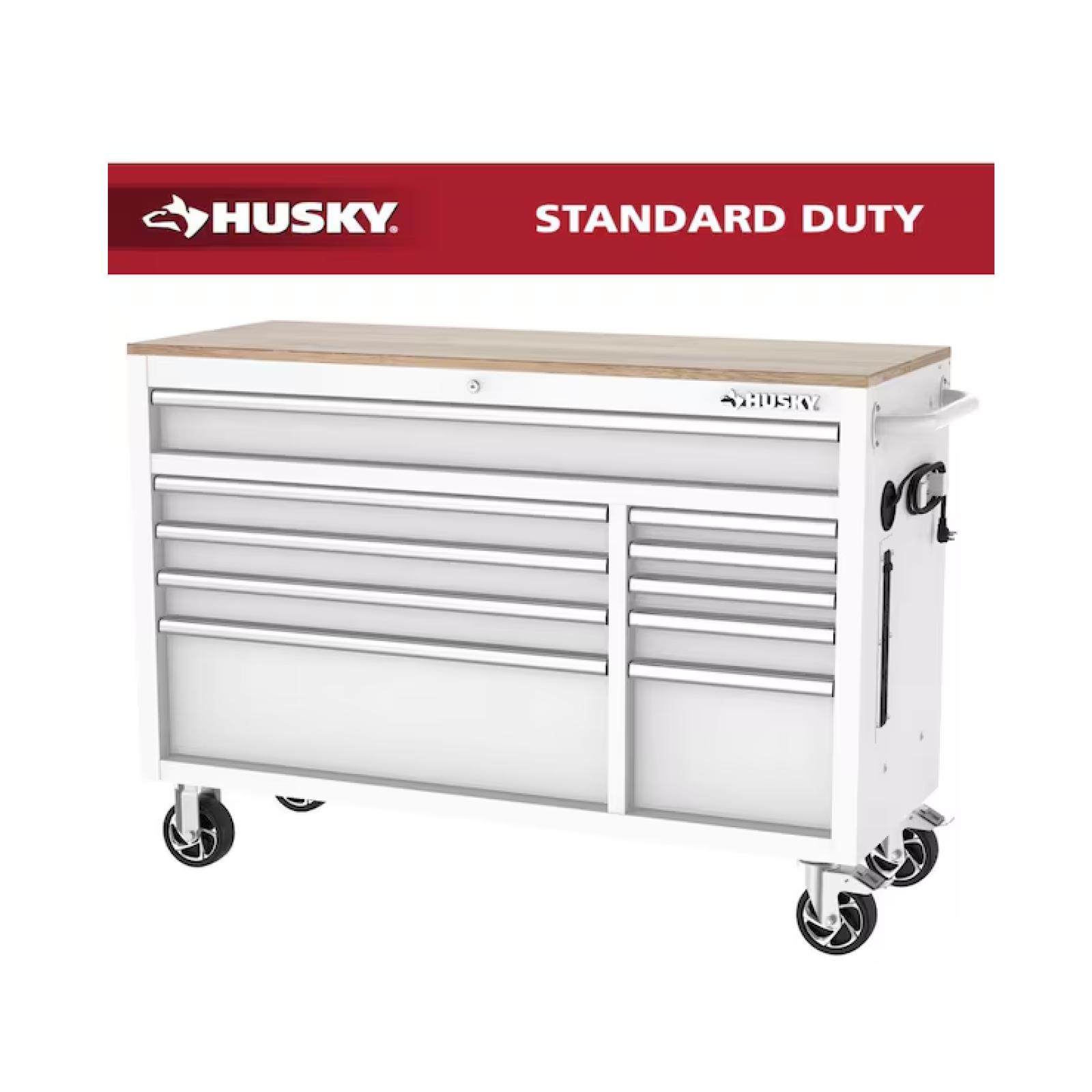DALLAS LOCATION - Husky Modular Tool Storage 52 in. W White Mobile Workbench Cabinet
