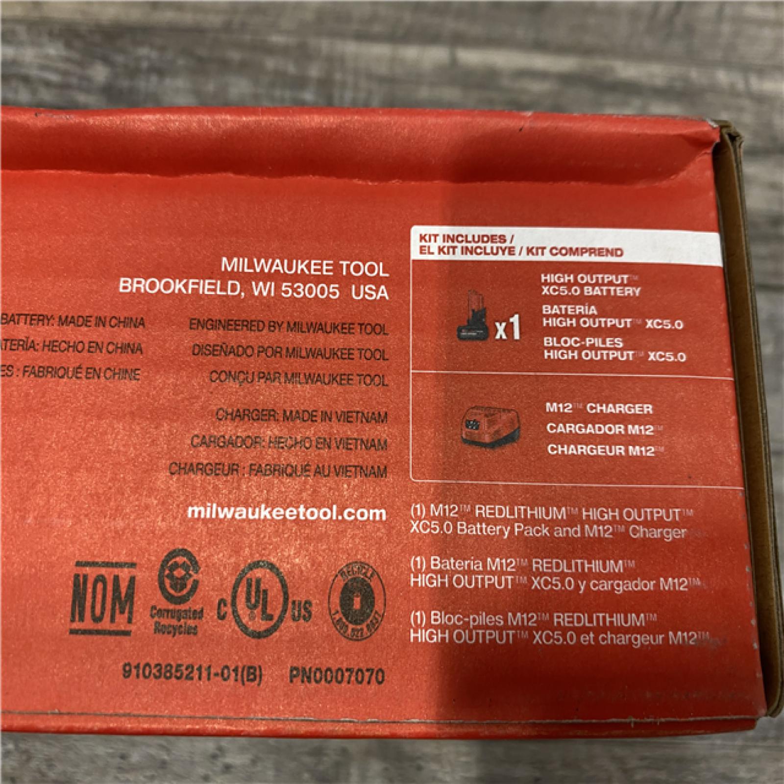 NEW - Milwaukee 12-Volt Lithium-Ion XC High Output 5.0 Ah Battery Pack with Charger Starter Kit