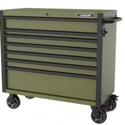 DALLAS LOCATION -  Husky Heavy-Duty 42 in. W 7-Drawer Matte Army Green Rolling Tool Cabinet