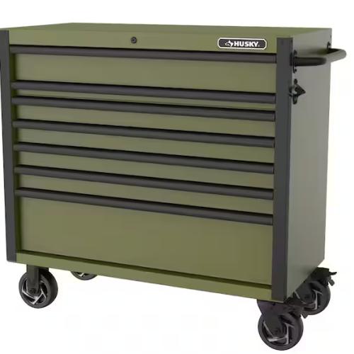 DALLAS LOCATION -  Husky Heavy-Duty 42 in. W 7-Drawer Matte Army Green Rolling Tool Cabinet