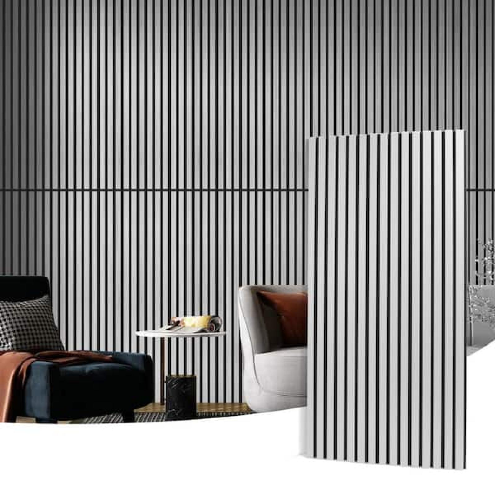 Phoenix NEW Art3dwallpanels Gray 0.83in. x 2 ft. x 4 ft. Slat MDF Acoustic Decorative Wall Paneling  3D Fluted Sound Absorbing Panel(372sq.ft./12 Case)