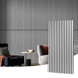 Phoenix NEW Art3dwallpanels Gray 0.83in. x 2 ft. x 4 ft. Slat MDF Acoustic Decorative Wall Paneling  3D Fluted Sound Absorbing Panel(372sq.ft./12 Case)