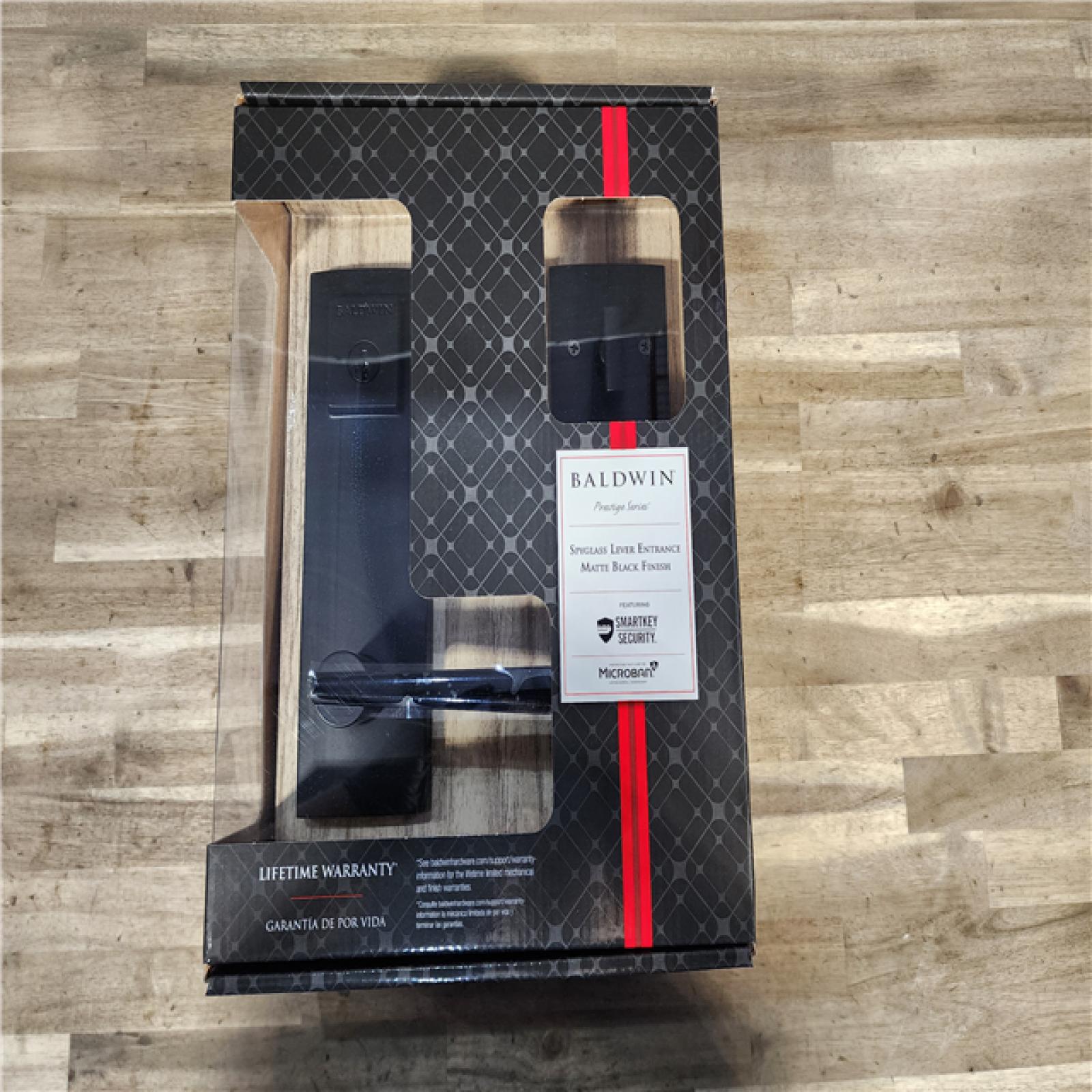 HOUSTON LOCATION - AS-IS BALDWIN SPYGLASS LEVER ENTRANCE MATTE BLACK FINISH
