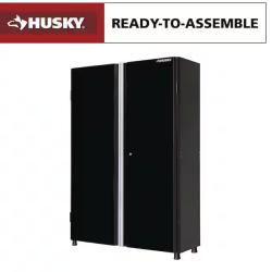 DALLAS LOCATION - Husky Ready-to-Assemble 48 in. W x 72 in. H x 18.3 in. D 24-Gauge 3-Shelf Steel Freestanding Cabinet in Black PALLET-(3 UNITS)
