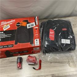 AS-IS Men's Medium M12 12V Lithium-Ion Cordless AXIS Black Heated Jacket Kit with (1) 3.0 Ah Battery and Charger