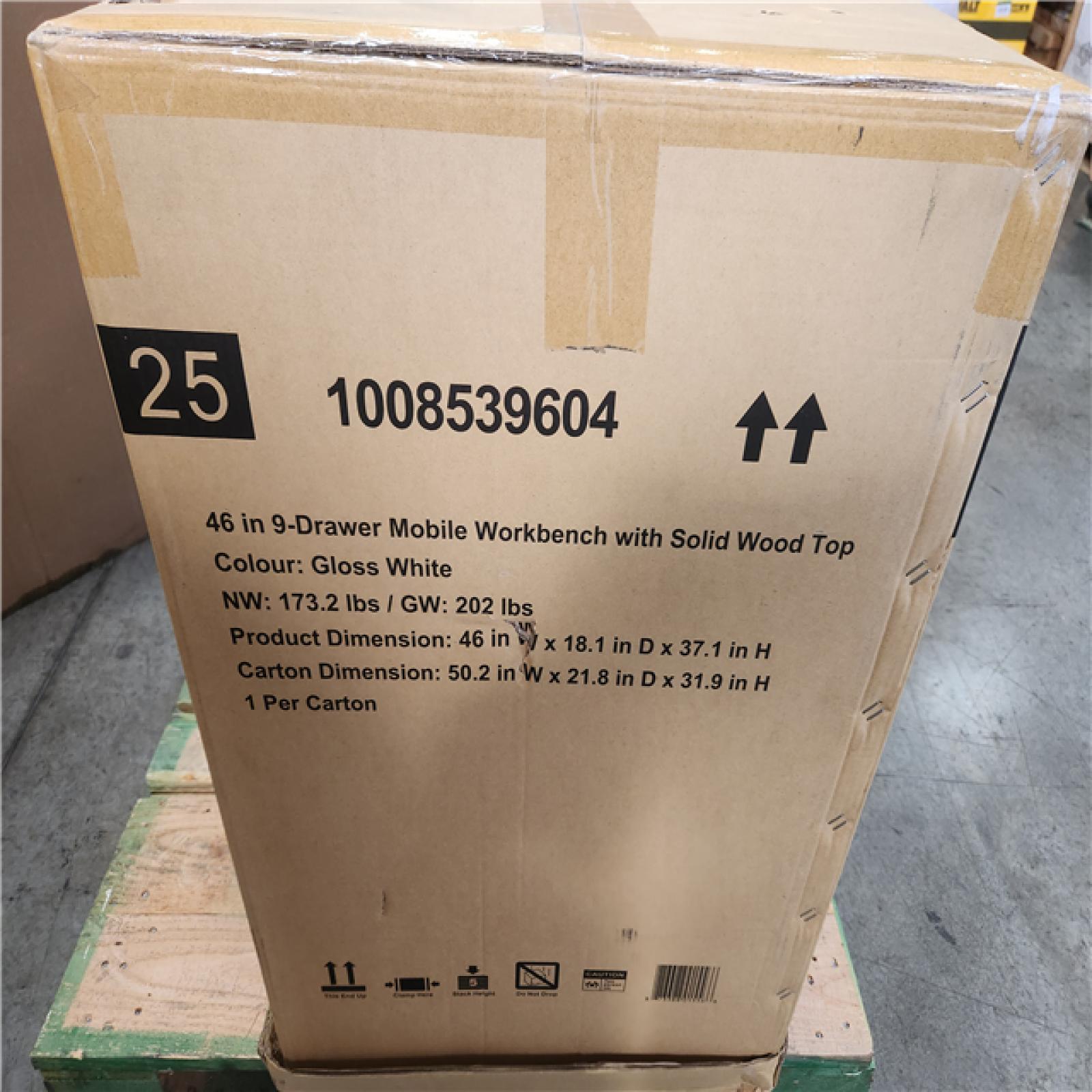 Phoenix NEW Husky Tool Storage 46 in. W x 18 in. D 9-Drawer Gloss White Mobile Workbench Cabinet (SEALED)