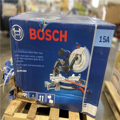 AS-IS - Bosch 15 Amp 12 in. Corded Dual-Bevel Sliding Glide Miter Saw with 60 Tooth Saw Blade
