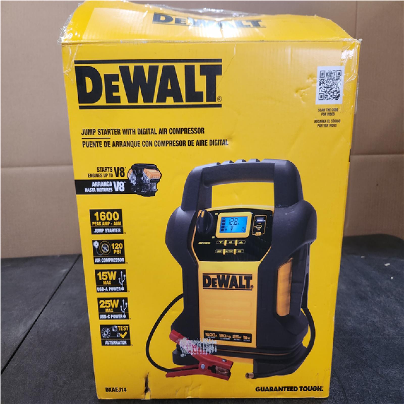 Phoenix NEW DEWALT 1600-Peak Amp Portable Jump Starter with Digital Compressor and USB Power Bank - DXAEJ14