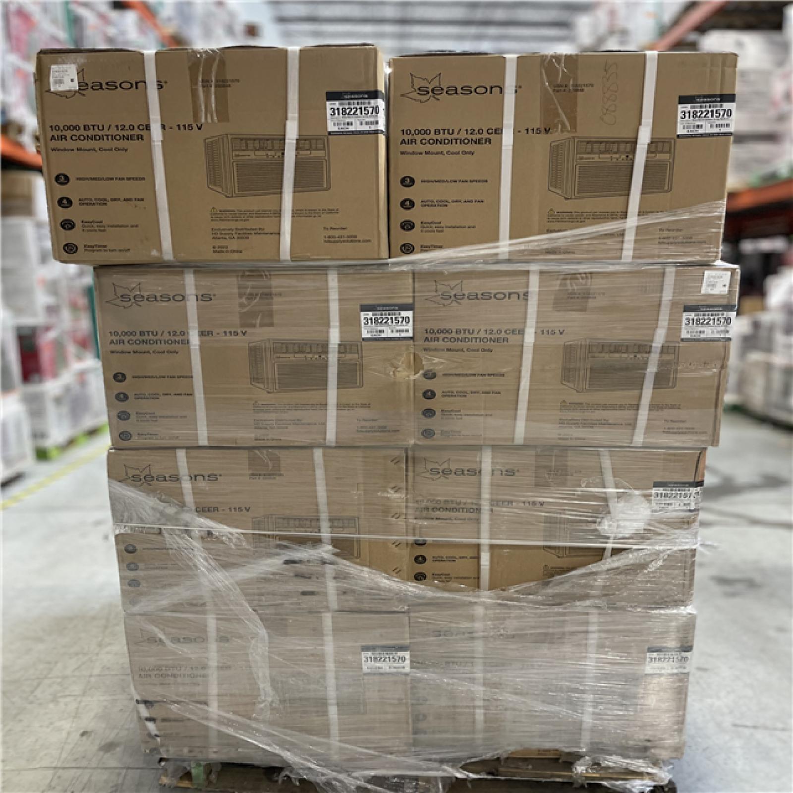 DALLAS LOCATION- SEASONS 10 000 BTU AIR CONDITIONER PALLET-(16 UNITS)