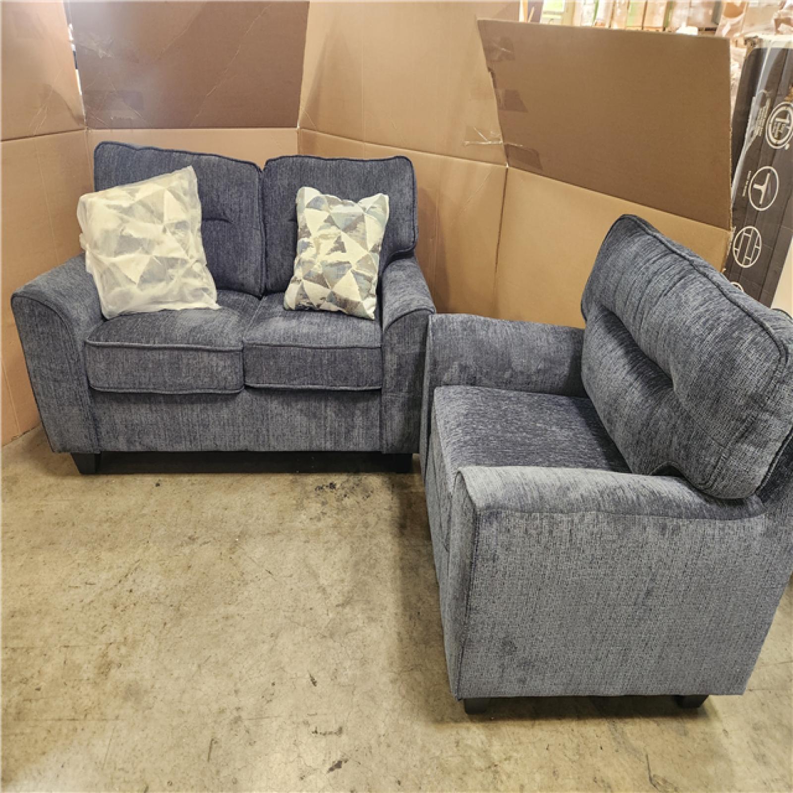 Phoenix Location 2-Piece Blue Sofa Double Seater and Single Seat
