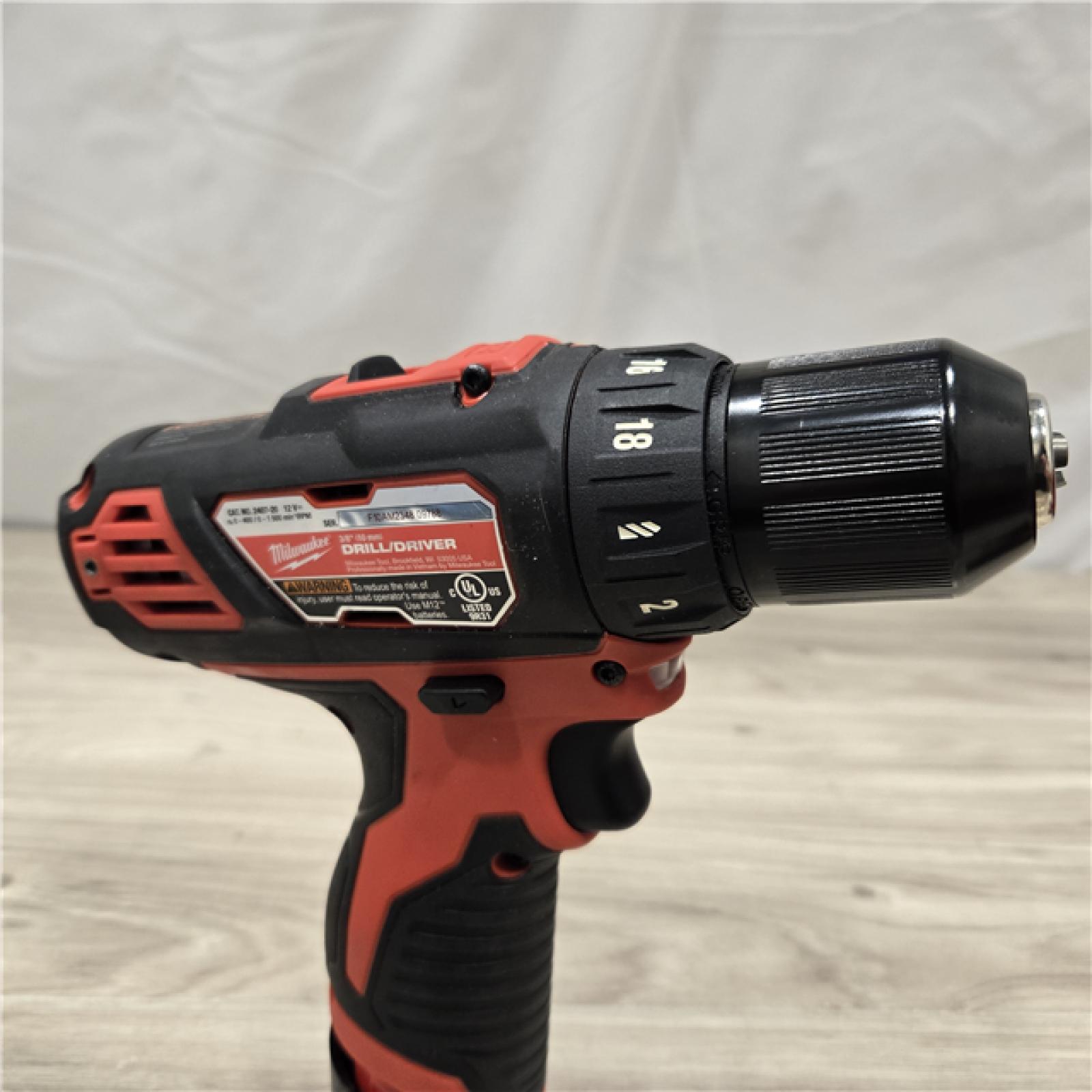 AS-IS Milwaukee 2494-22 M12 Cordless Combination 3/8  Drill / Driver and 1/4  Hex Impact Driver Dual Power Tool Kit