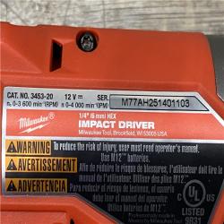 AS-IS Milwaukee FUEL 12V Lithium-Ion Brushless Cordless 1/4 in. Hex Impact Driver (Tool-Only)
