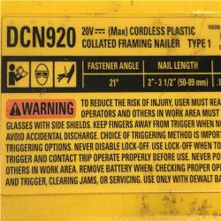 AS-IS DEWALT 20-Volt 21° Cordless Framing Nailer (Tool-Only)