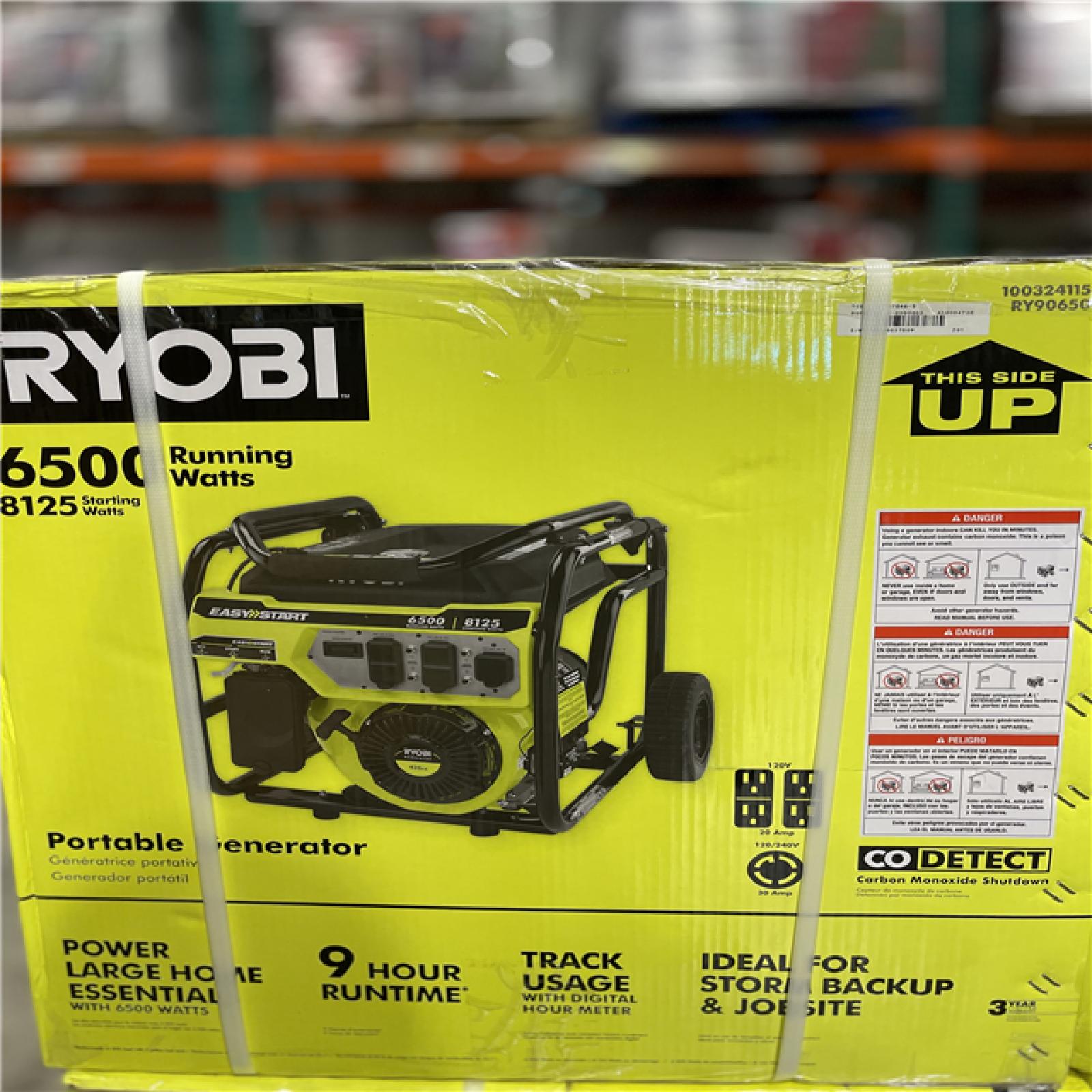 DALLAS LOCATION - NEW! RYOBI 8125-Watt Gasoline Powered Portable Generator with CO Detect Shutdown Sensor