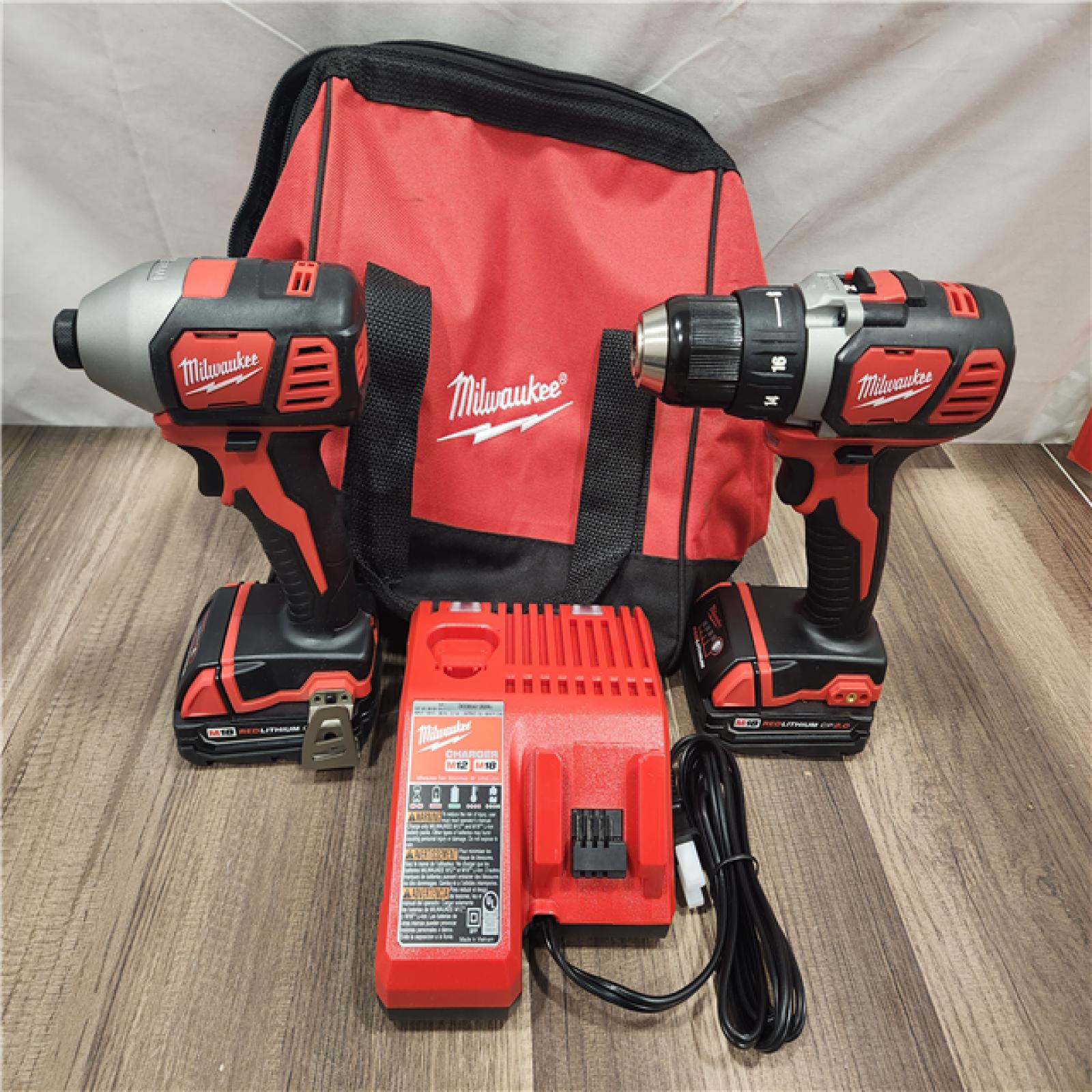 AS-IS- Milwaukee 18V Cordless Brushed 2-Tool Drill/Driver and Impact Driver Kit