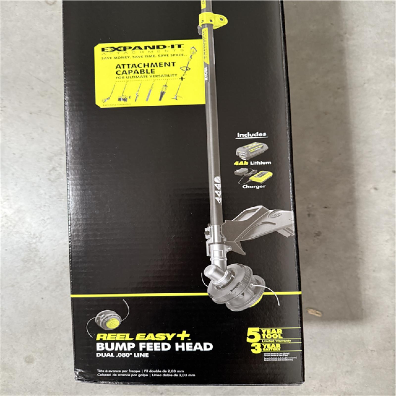 California NEW Sealed Ryobi 15 40V Attachment Capable String Trimmer Kit, Includes (1) Battery & Charger