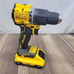 AS-IS DEWALT ATOMIC 20-Volt Lithium-Ion Cordless 1/2 in. Compact Hammer Drill with 3.0Ah Battery, Charger and Bag