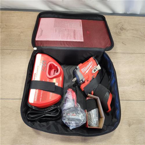 AS-IS- Milwaukee FUEL 12V Li-Ion Brushless Cordless Stubby 3/8 in. Impact Wrench Kit