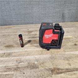 HOUSTON LOCATION - AS-IS Milwaukee-3522-21 Green Beam Laser Cross Line Plumb Point Rechargeable USB Kit