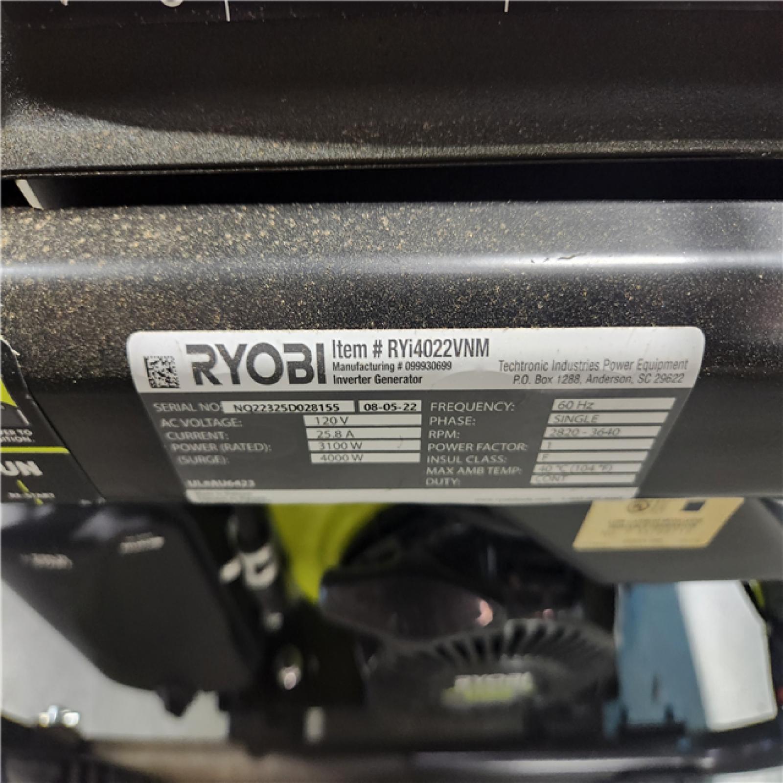 California AS-IS Ryobi 3400 Running Watt 4000 Starting Watt Power Inverter Generator