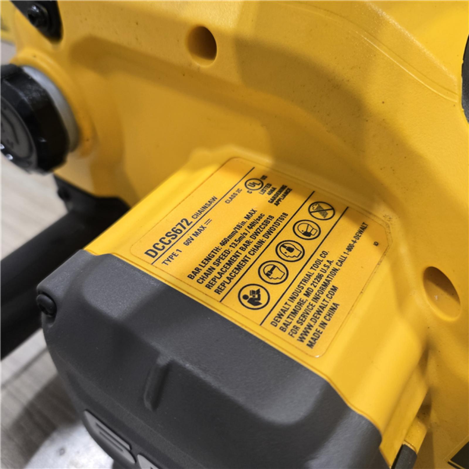 AS-IS DEWALT DCCS672B FLEXVOLT 60V MAX Cordless 18 Chainsaw (Tool Only)