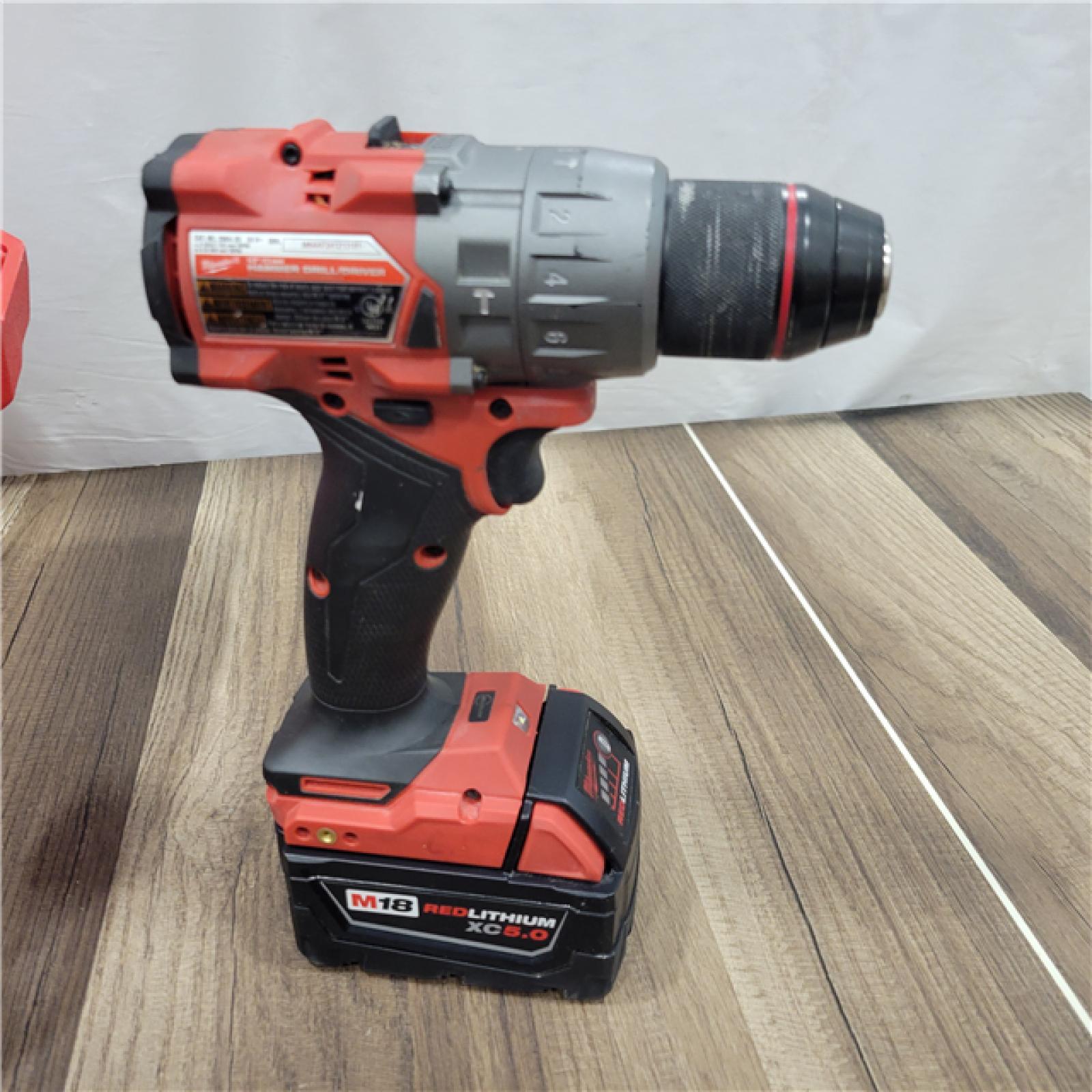 AS-IS Milwaukee 2904-22 Hammer Drill Driver Kit with Batteries  Charger & Tool Case  Red