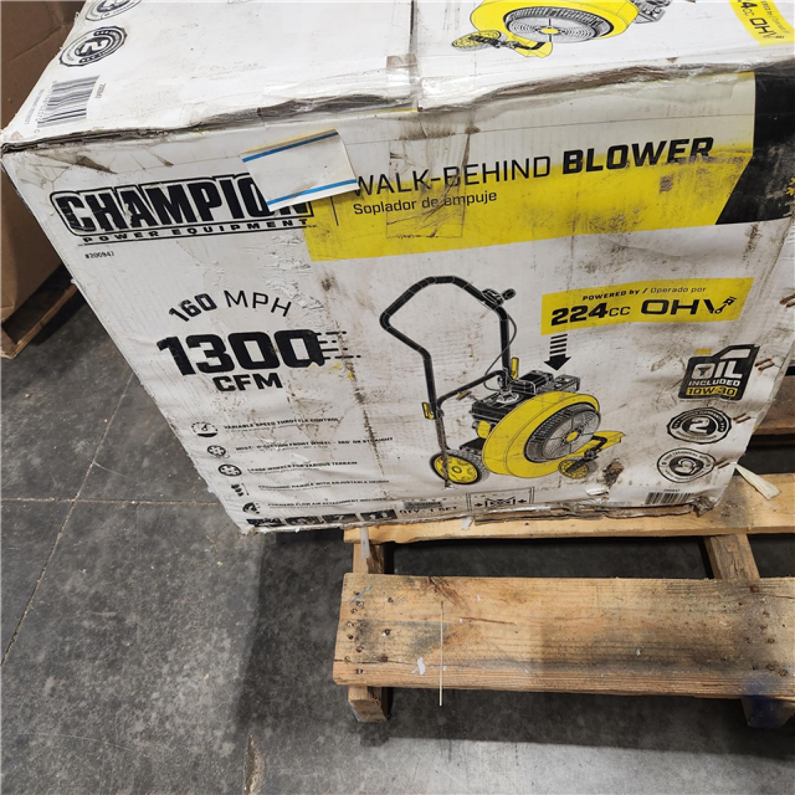 Dallas Location - As-Is Champion Power Equipment 160 MPH 1300 CFM 224 cc Gas Leaf Blower-appear Like New Condition