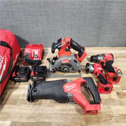 HOUSTON LOCATION - AS-IS MILWAUKEE 4 TOOL COMBO KIT W/ (2) BATTERY & CHARGER