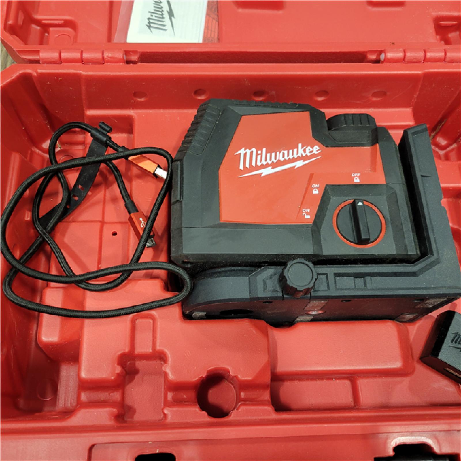 AS-IS MILWAUKEE 100 Ft. REDLITHIUM Lithium-Ion USB Green Rechargeable Cross Line Laser Level