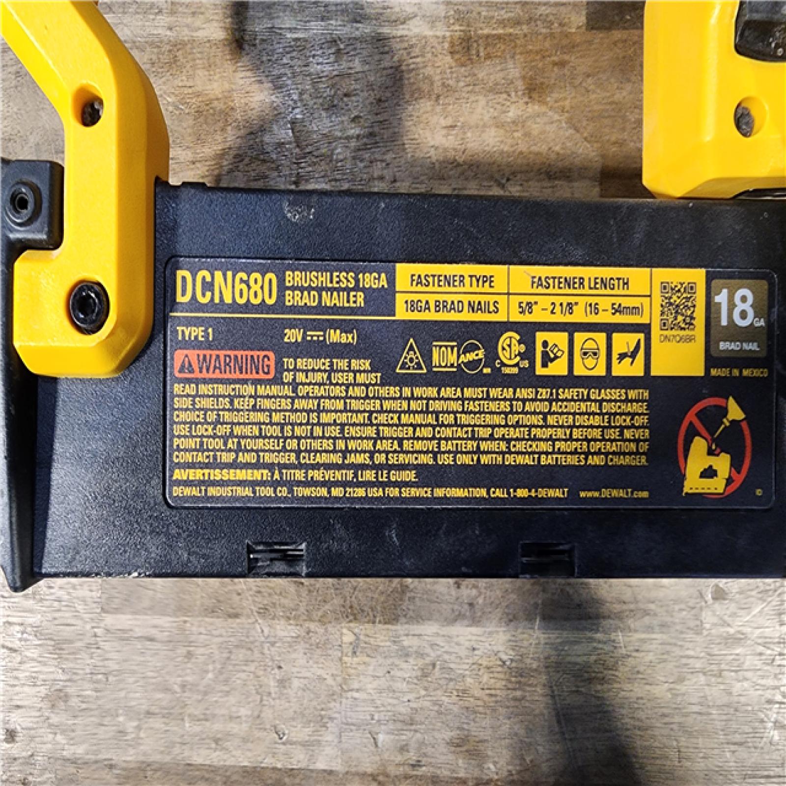 HOUSTON LOCATION - AS-IS DeWalt 20V MAX XR Lithium-Ion Electric Cordless 18-Gauge Brad Nailer (Tool Only)