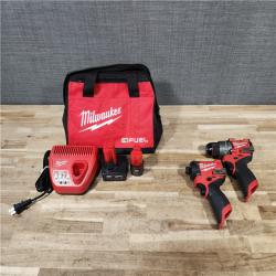 HOUSTON LOCATION - AS-IS Milwaukee FUEL 12-Volt Lithium-Ion Brushless Cordless Hammer Drill and Impact Driver Combo Kit