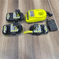 AS-IS RYOBI ONE+ 18V Lithium-Ion HIGH PERFORMANCE Starter Kit with 2.0 Ah Battery, (2) 4.0 Ah Batteries, and Charger