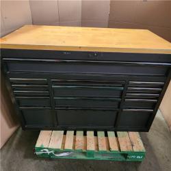 Phoenix LIKE NEW Husky Heavy Duty 61 in. W x 22 in. D 15-Drawer Matte Black Mobile Workbench Cabinet with Solid Wood Top