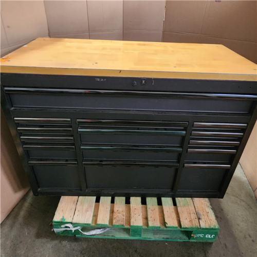 Phoenix LIKE NEW Husky Heavy Duty 61 in. W x 22 in. D 15-Drawer Matte Black Mobile Workbench Cabinet with Solid Wood Top
