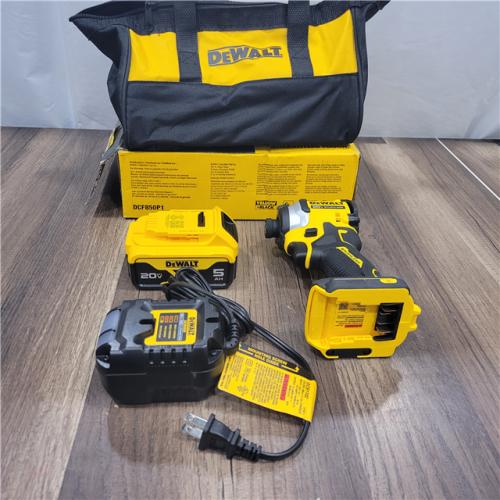 AS-IS DEWALT ATOMIC 20V MAX Lithium-Ion Cordless 1/4 in. Brushless Impact Driver Kit, 5 Ah Battery, Charger, and Bag