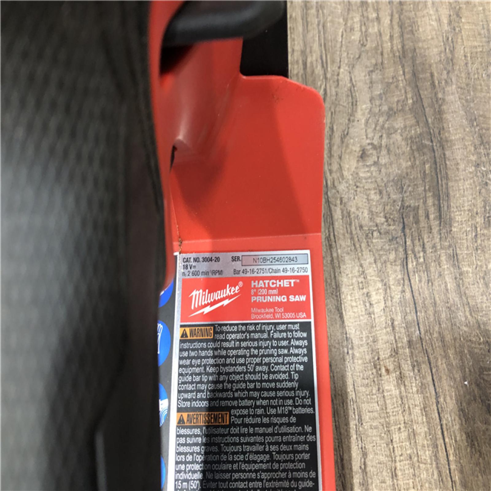 AS-IS Milwaukee FUEL 18V Lithium-Ion Brushless Battery 8 in. HATCHET Pruning Saw (Tool-Only)