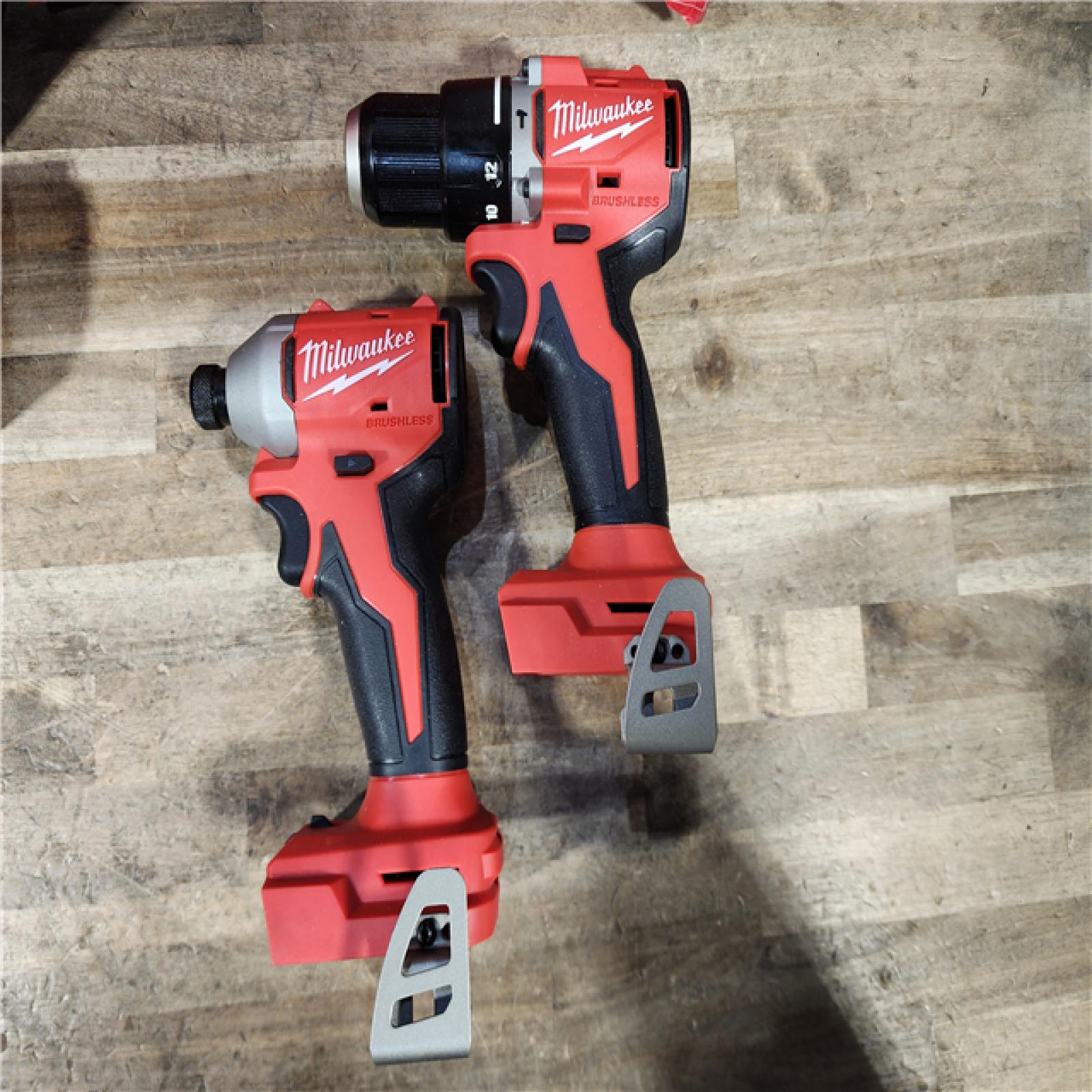 HOUSTON LOCATION - AS-IS M18 18-Volt Lithium-Ion Brushless Cordless Compact Hammer Drill/Impact Combo Kit (2-Tool) with (2) Batteries  Bag