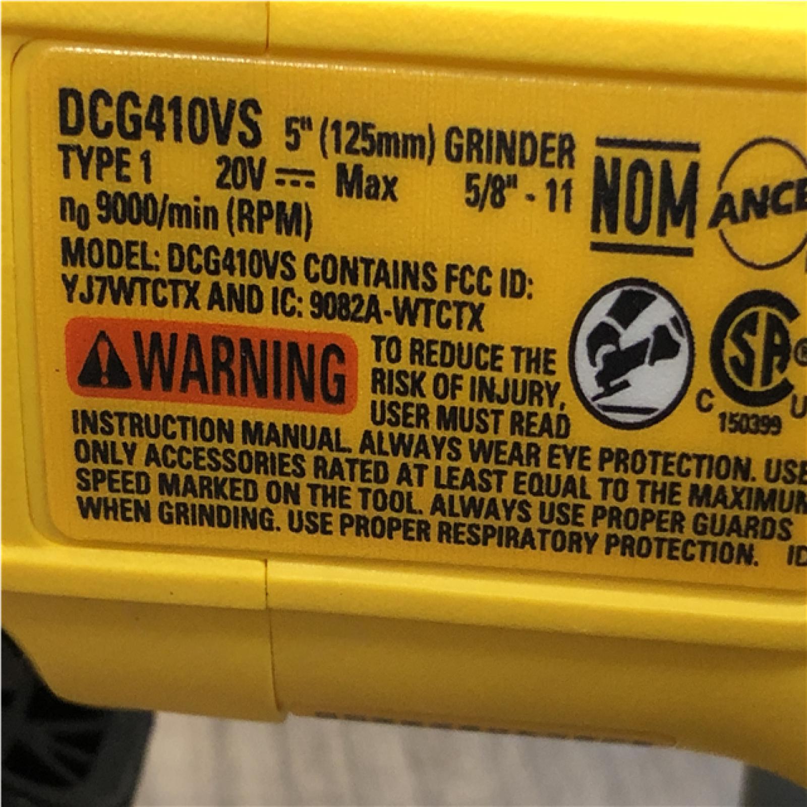 AS-IS DEWALT 20V XR Cordless 4-1/2. in. to 5 in. Variable Speed Angle Grinder (Tool Only)
