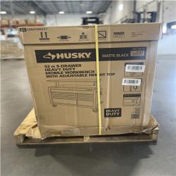 DALLAS LOCATION- AS-IS HUSKY 52 in. W x 25 in. D Heavy Duty 9-Drawer Mobile Workbench Cabinet