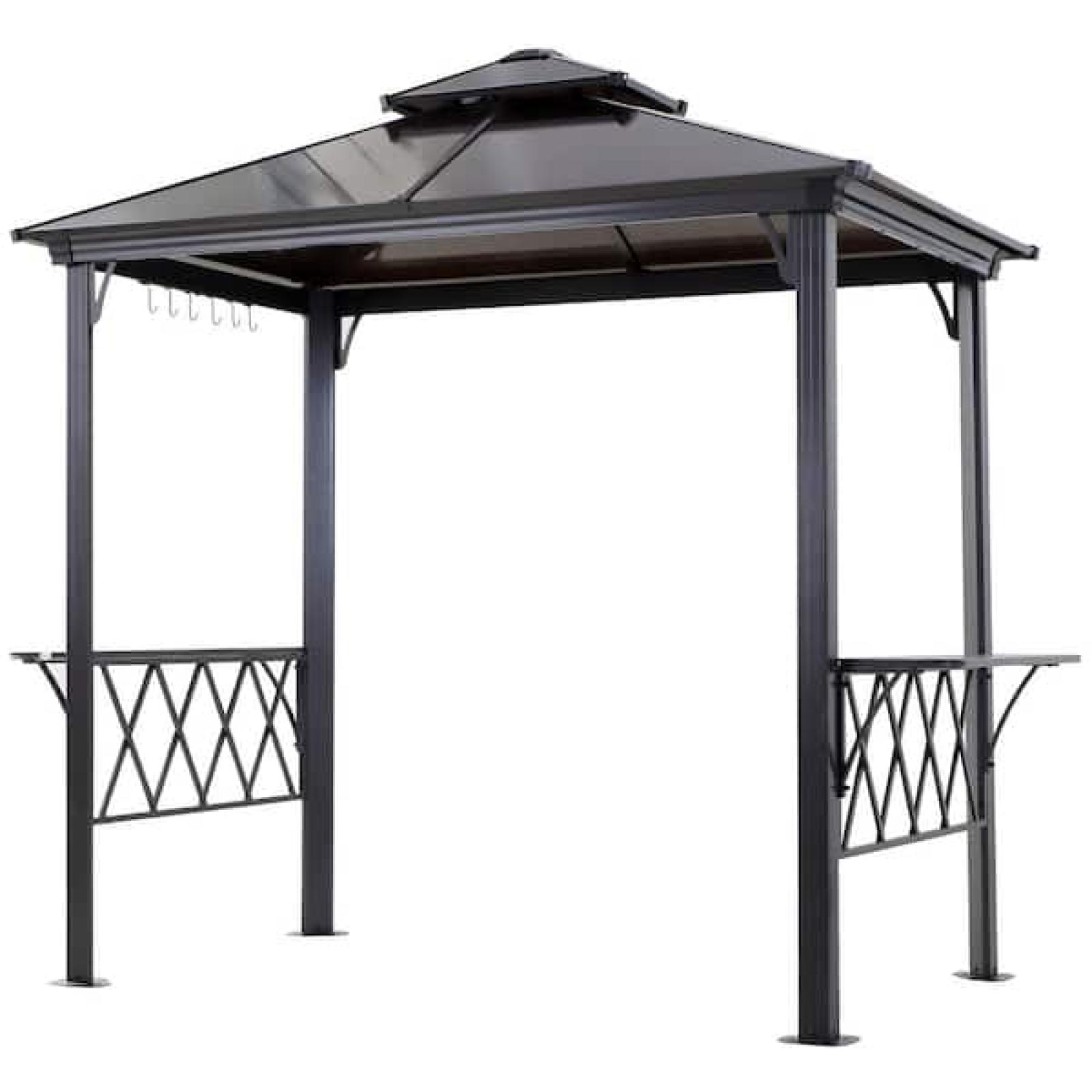 Phoenix LIKE NEW Outsunny 8.9 ft. L x 4.9 ft. W Outdoor Patio Double-Tier BBQ Canopy Gazebo with 2 Separate Shelves and 6-Hooks for Utensils