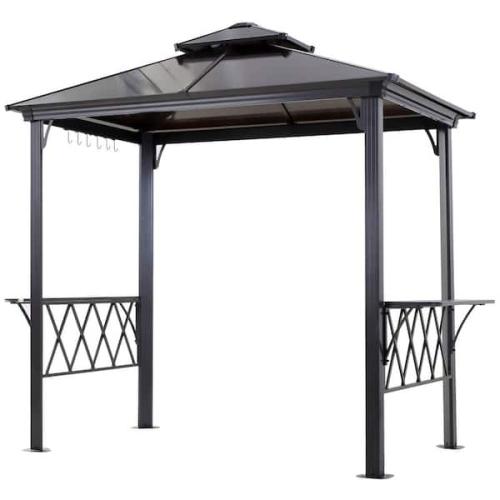 Phoenix LIKE NEW Outsunny 8.9 ft. L x 4.9 ft. W Outdoor Patio Double-Tier BBQ Canopy Gazebo with 2 Separate Shelves and 6-Hooks for Utensils