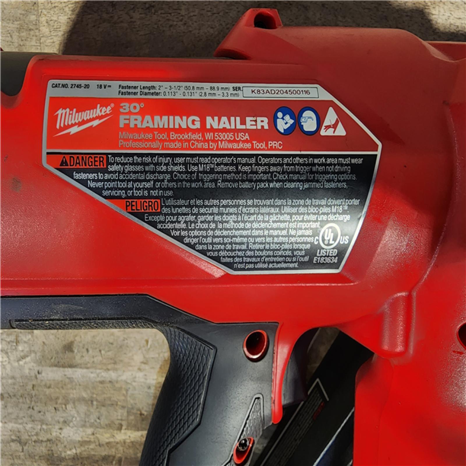HOUSTON LOCATION - AS-IS Milwaukee M18 FUEL 30 Degree Framing Nailer (TOOL ONLY)